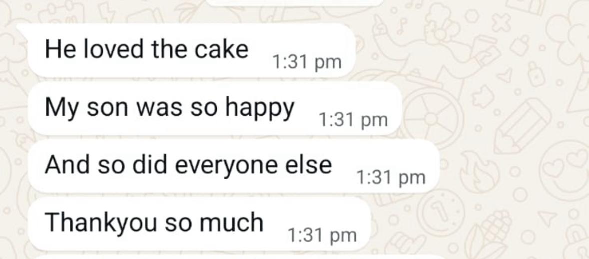 Customer WhatsApp review screenshot 1